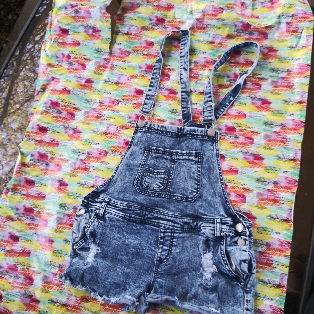 Size 13 distressed denim overalls